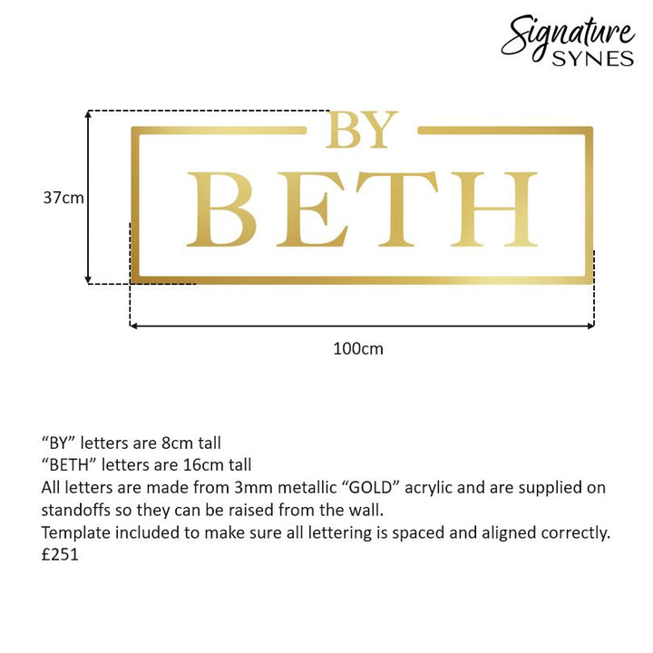 Custom Order - BY BETH - 100cm wide - metallic "GOLD" - standoffs