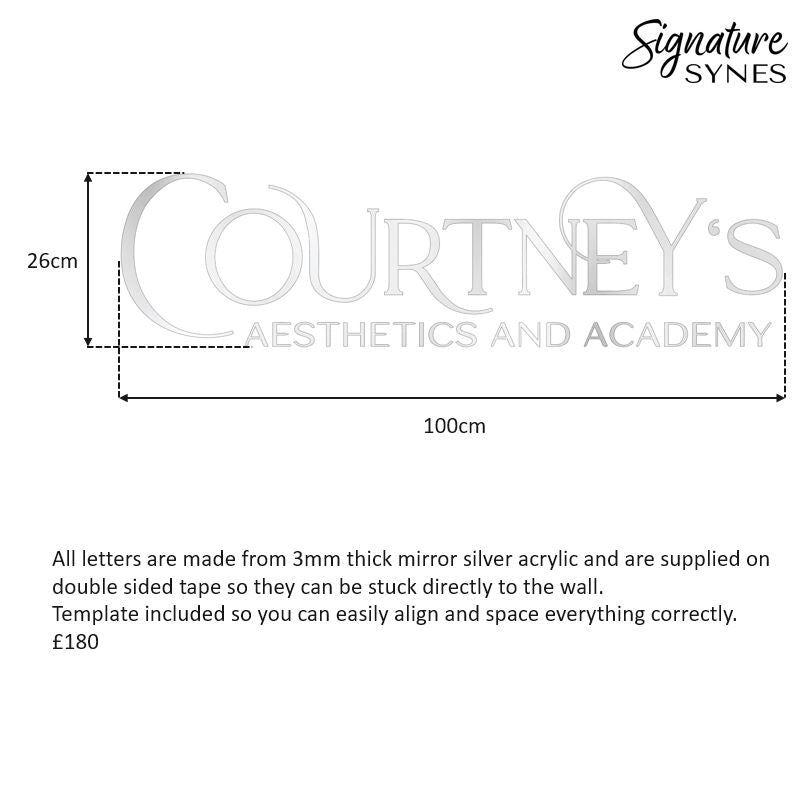 Custom Order - COURTNEY'S - mirror silver - 100cm wide - Double Sided Tape