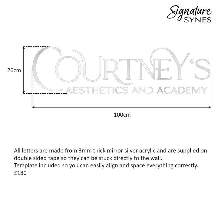 Custom Order - COURTNEY'S - mirror silver - 100cm wide - Double Sided Tape