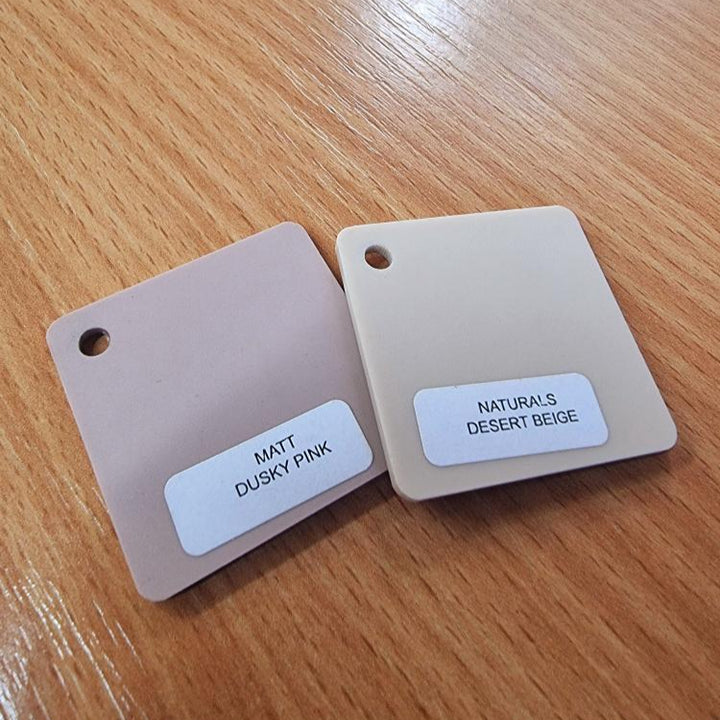 Custom Order - STUDIO FOURTEEN BEAUTY - desert beige base + gloss white lettering - double sided tape