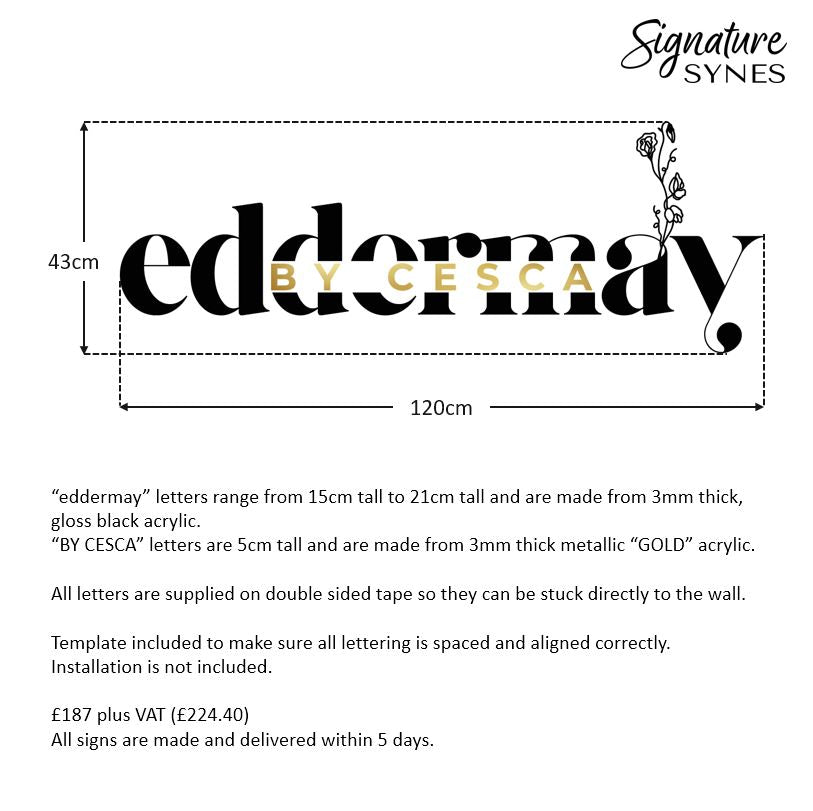 Custom Order - eddermay BY CESCA - gloss black and metallic "GOLD" - 120cm wide - Double Sided Tape