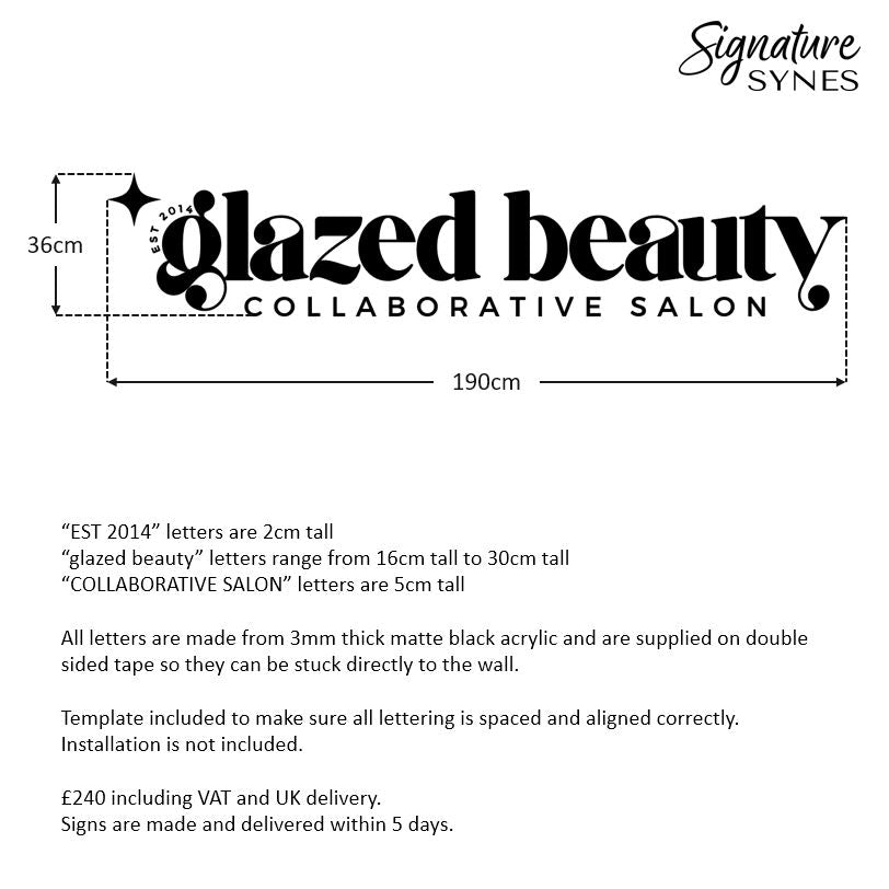 Custom Order - glazed beauty - Matte black - 190cm wide - Double Sided Tape