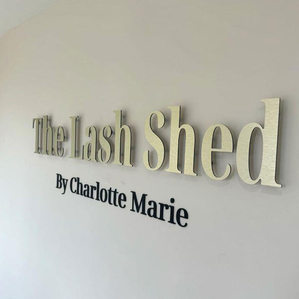hair and beauty salon sign in brushed gold and matte black finish by Signature Synes UK salon sign supplier