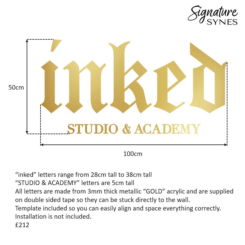 Custom Order - inked - metallic "GOLD" - 100cm wide - Double Sided Tape