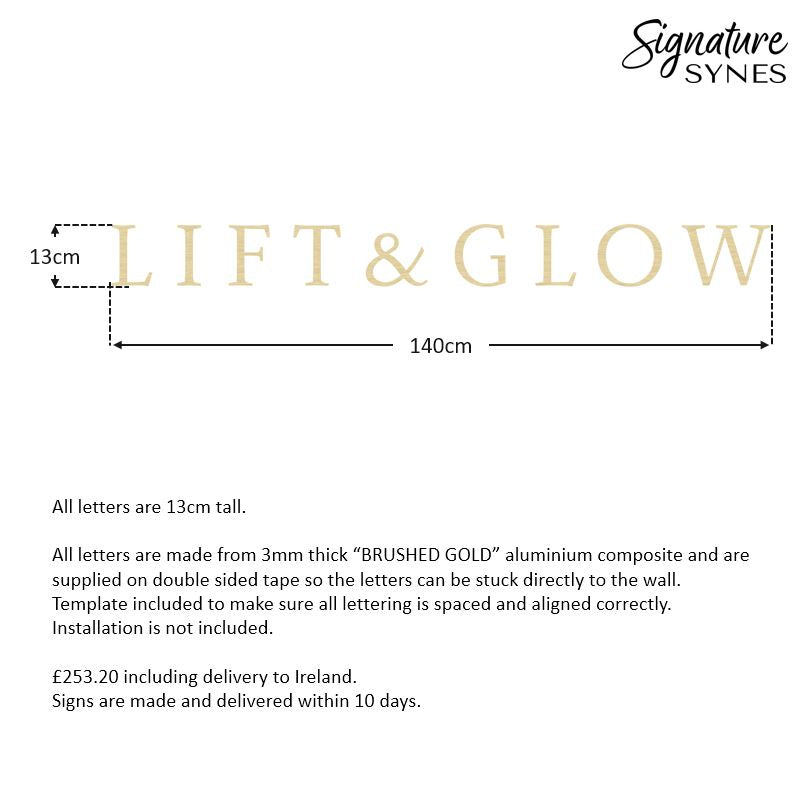 Custom Order INTL - LIFT & GLOW - "BRUSHED GOLD" - 140cm wide - double sided tape