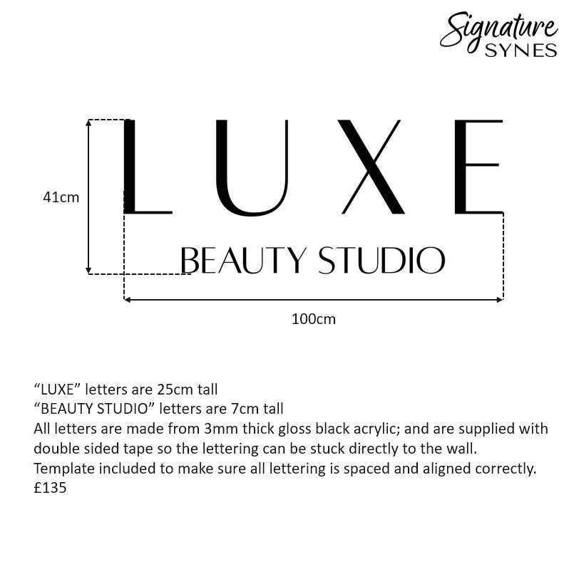 Custom Order - LUXE BEAUTY STUDIO - gloss black - 100cm wide - Double Sided Tape