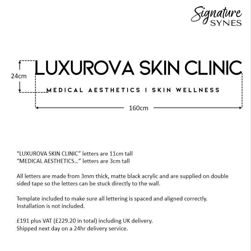 Custom Order - LUXUROVA SKIN CLINIC - Matte black - 160cm wide - Double Sided Tape