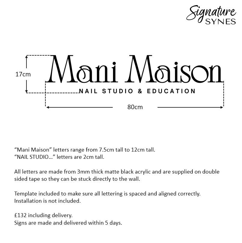 Custom Order INTL - Mani Maison - matte black - 80cm wide - Double Sided Tape