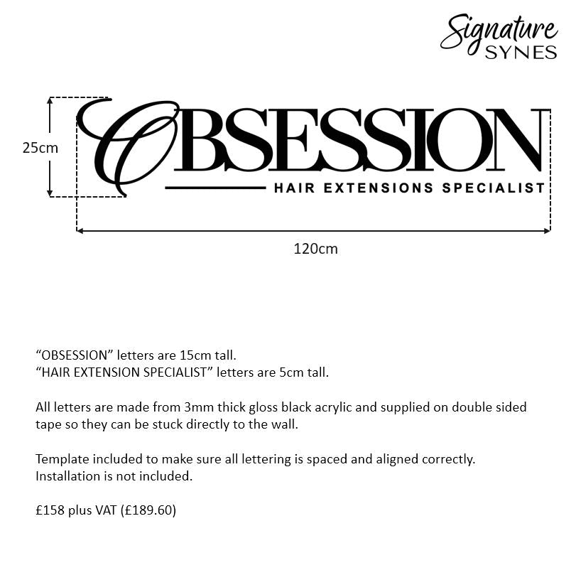 Custom Order - OBSESSION - gloss black - 120cm wide - Double Sided Tape
