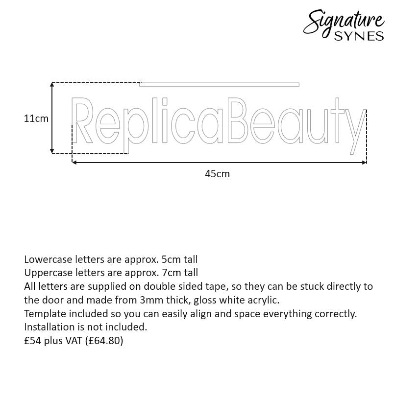 Custom Order - Replica Beauty - gloss white - 45cm wide - Double Sided Tape