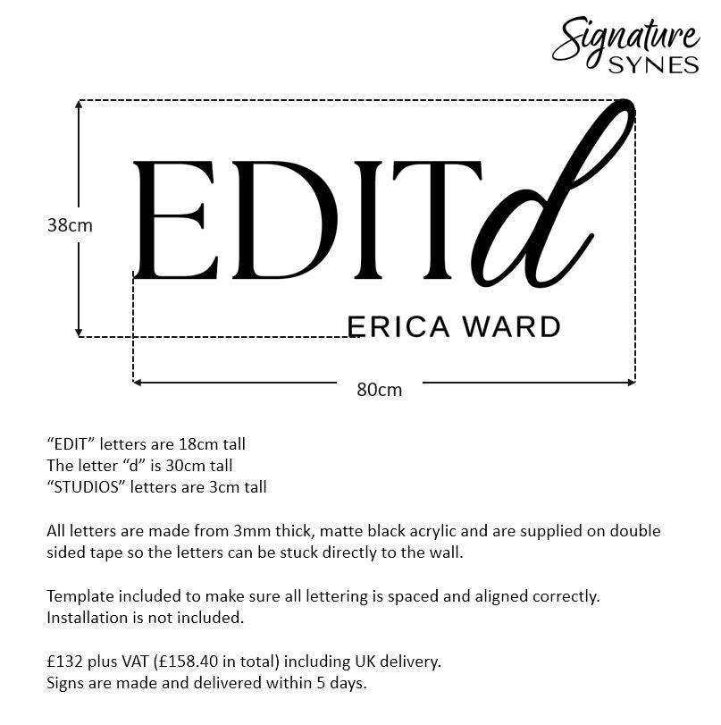 Custom Order - EDITd - matte black - 80cm wide - Double Sided Tape