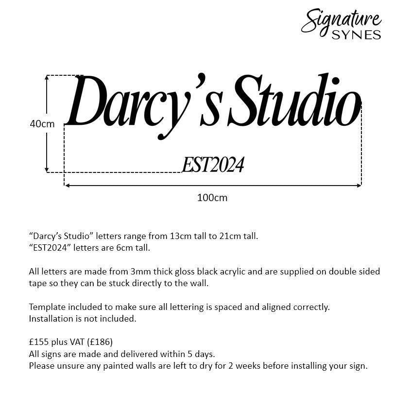 Custom Order - Darcys Studio - gloss black - 100cm wide - Double Sided Tape