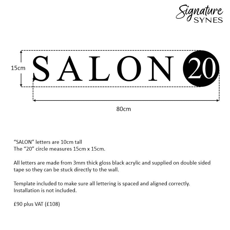 Custom Order - SALON 20 - gloss black - 80cm wide - Double Sided Tape