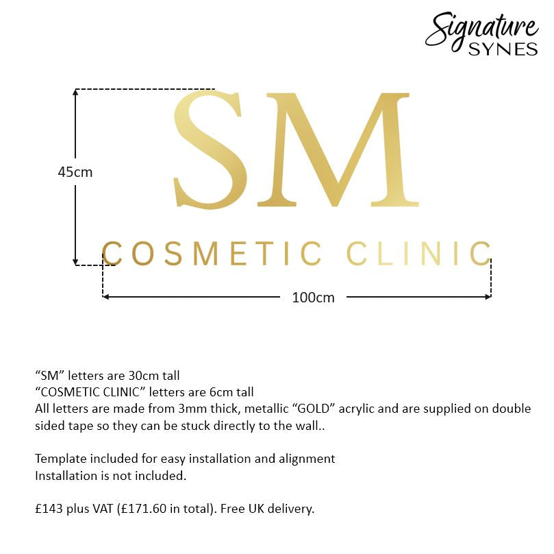 Custom Order - SM COSMETIC CLINIC - metallic "GOLD" - 100cm wide - Double Sided Tape