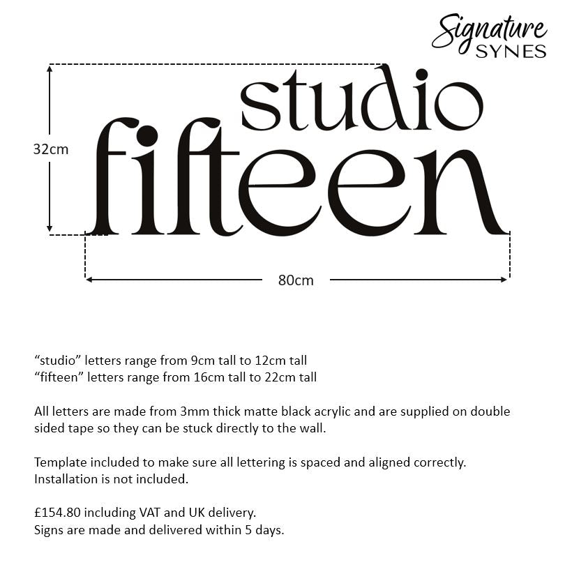 Custom Order - studio fifteen - matte black - 80cm wide - Double Sided Tape