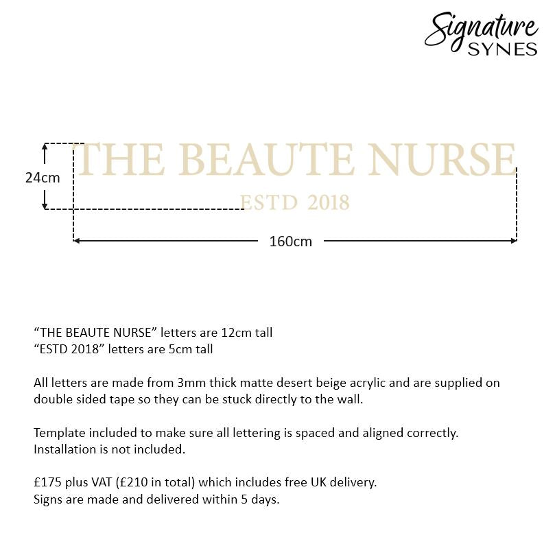 Custom Order - THE BEAUTE NURSE - matte desert beige - 160cm wide - Double Sided Tape