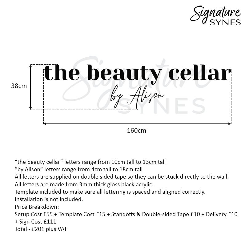 Custom Order - the beauty cellar - gloss black - 160cm wide - Double Sided Tape