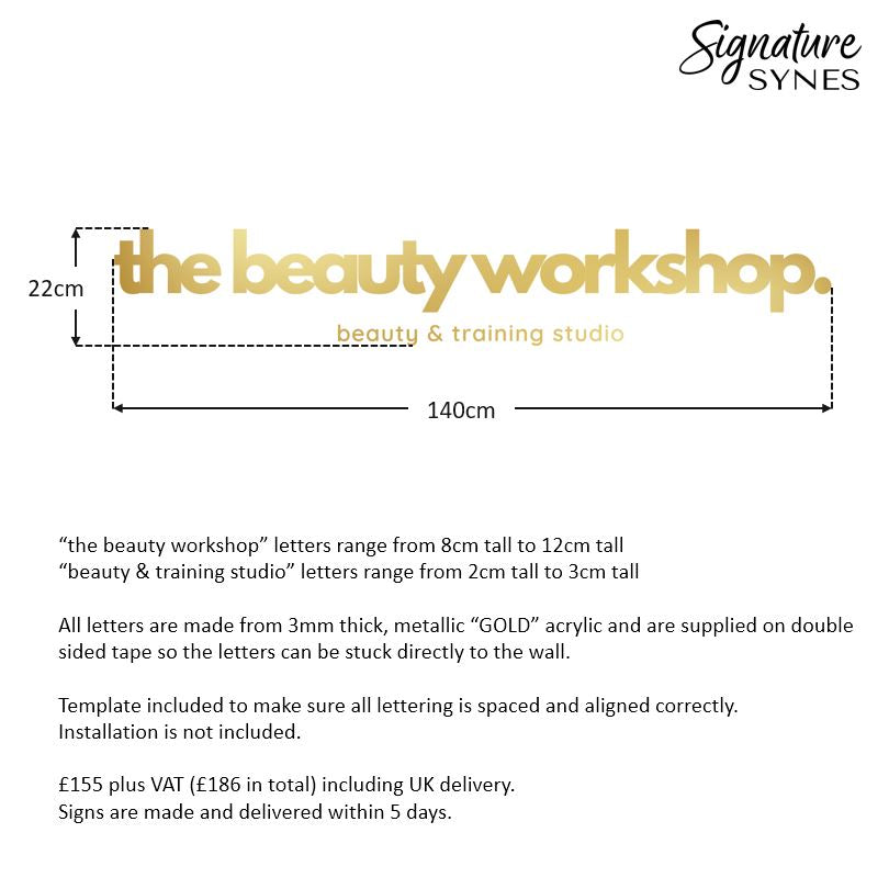 Custom Order - the beauty workshop. - metallic "GOLD" - 140cm wide - Double Sided Tape