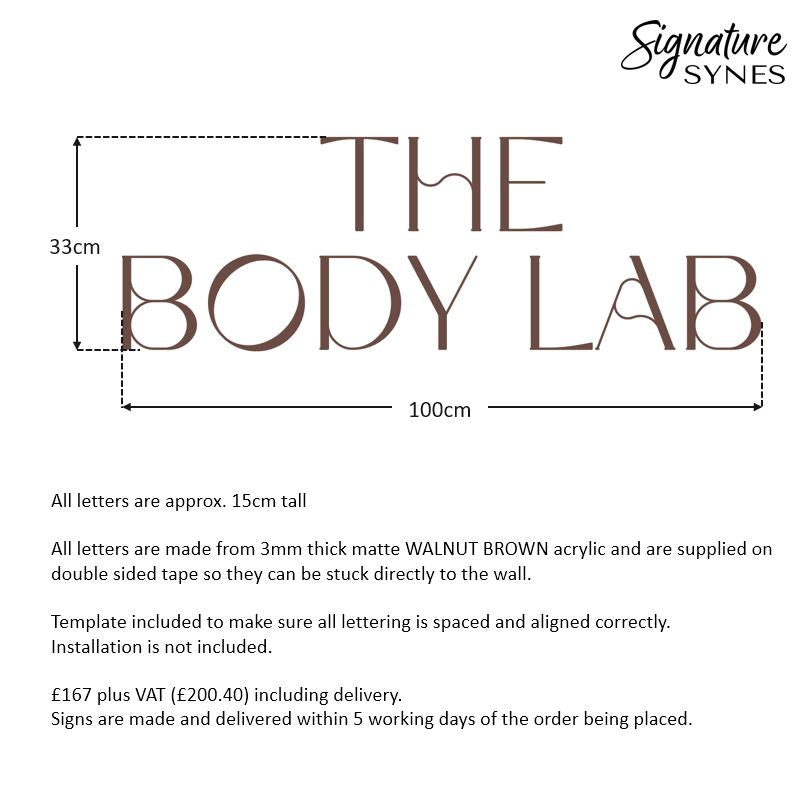 Custom Order - THE BODY LAB - matte walnut brown - 100cm wide - Double Sided Tape