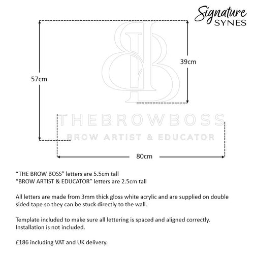BALANCE PAYMENT - THE BROW BOSS - gloss white - 80cm wide - Double Sided Tape