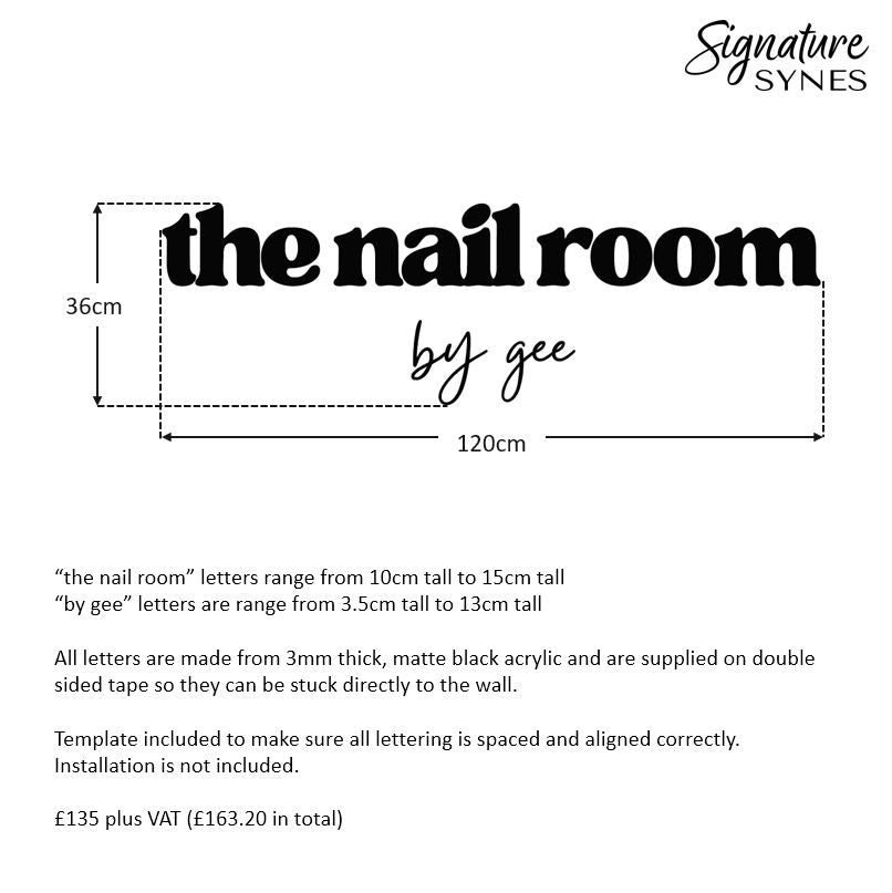 Custom Order - the nail room - Matte black - 120cm wide - Double Sided Tape