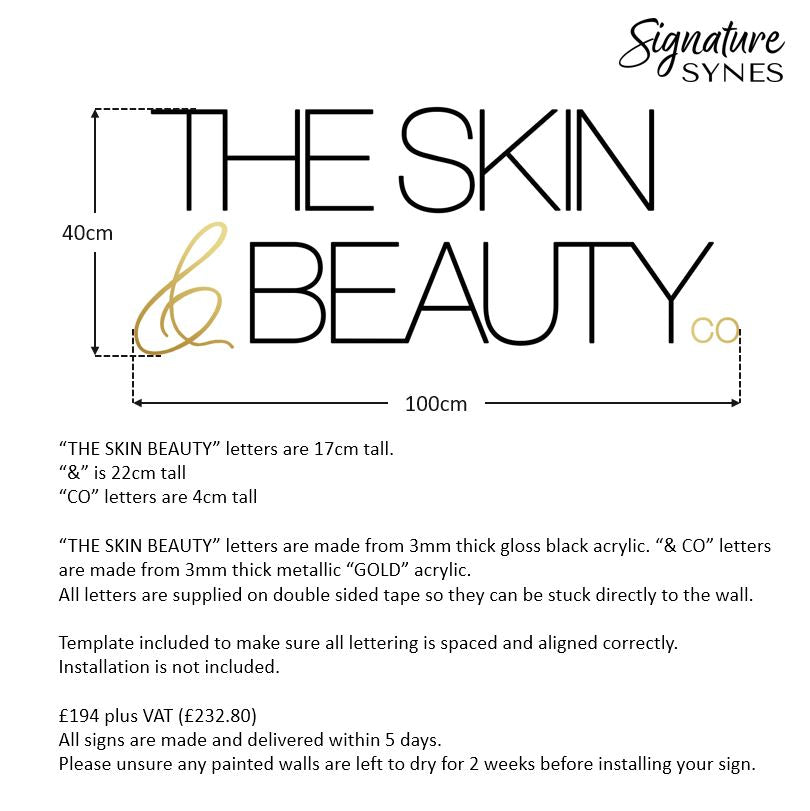 Custom Order - THE SKIN & BEAUTY CO - gloss black and metallic "GOLD" - 100cm wide - Double Sided Tape