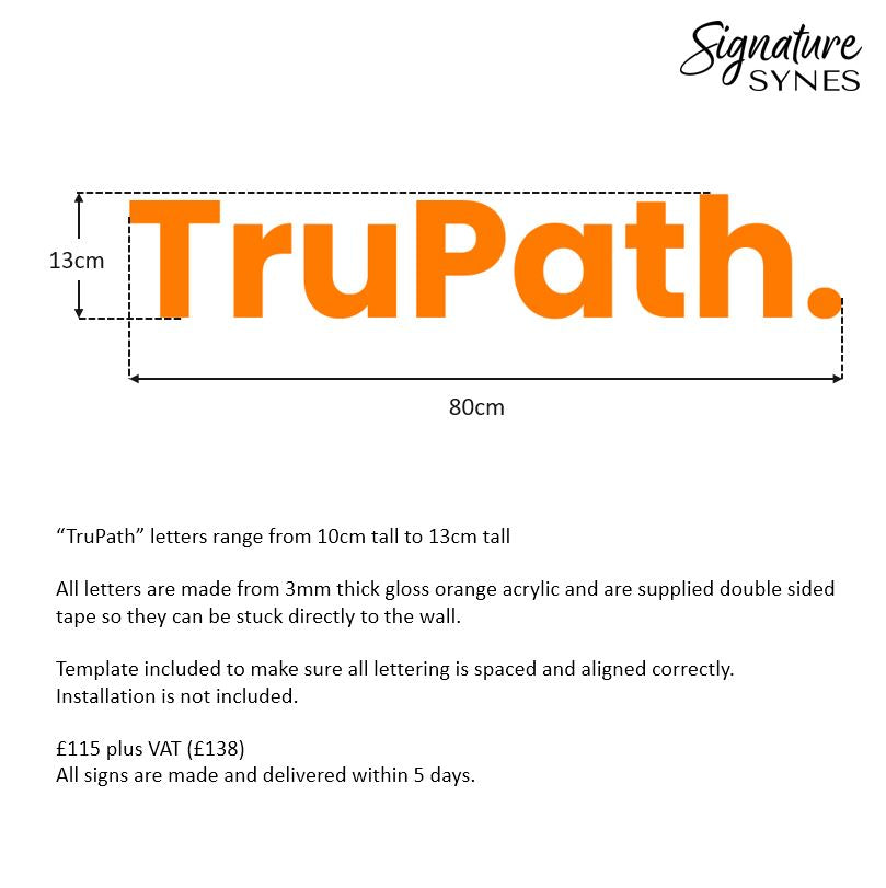 Custom Order - TruPath. - gloss orange - 80cm wide - Double Sided Tape