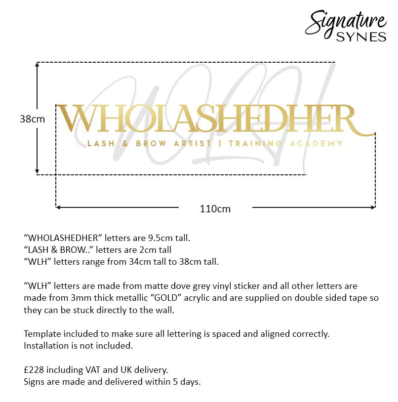 Custom Order - WHOLASHEDHER - metallic "GOLD" and matte dove grey - 110cm wide - Double Sided Tape + Vinyl